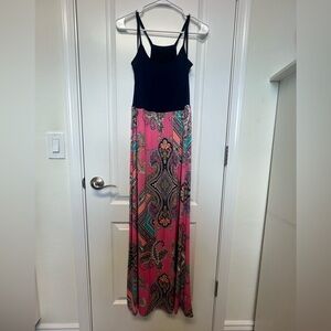 Elegant Black and Pink Maxi Dress